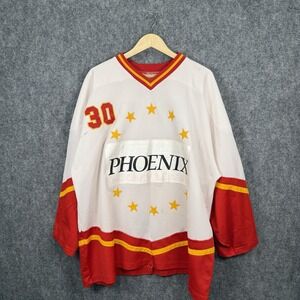 Vintage Athletic Knit Phoenix Hockey Jersey Men's 3XL White Red Gold‎ #30